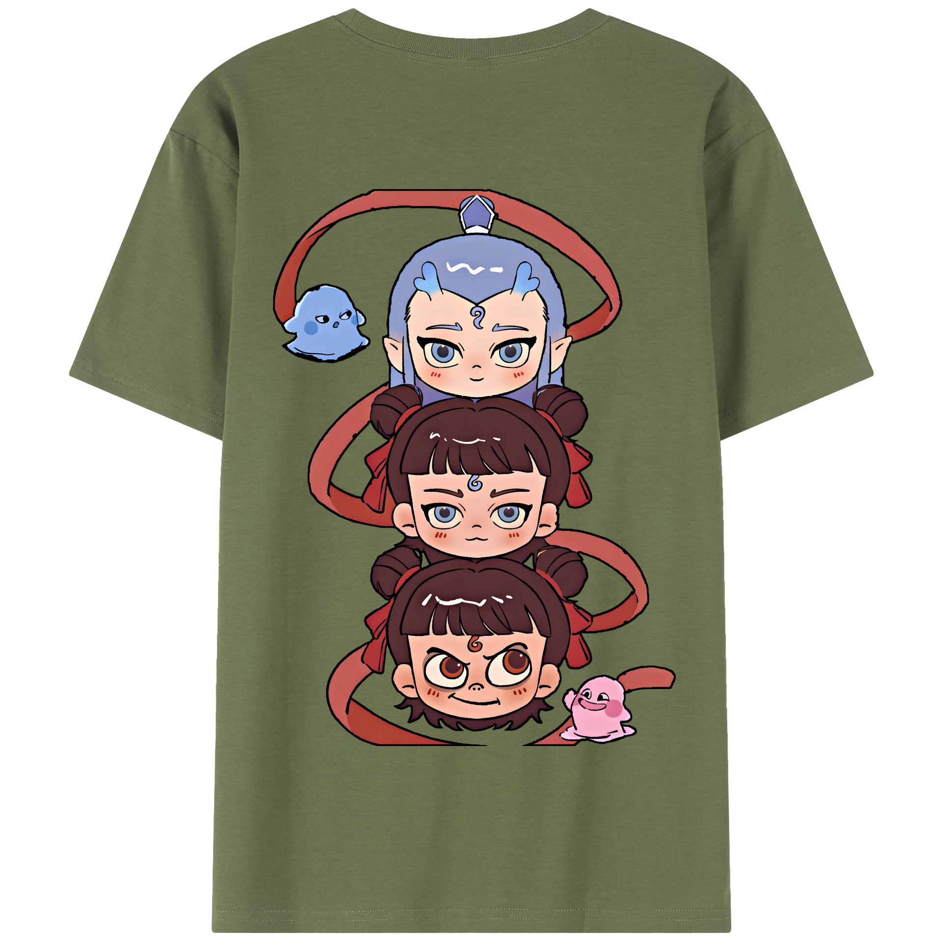 （画像用） Ne Zha 2 ナタ 魔童の大暴れ 綿100％半袖Tシャツ（背面プリント）